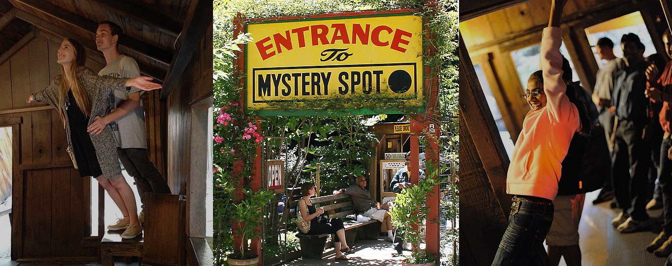 The Mystery Spot attraction in the redwood forest near Santa Cruz