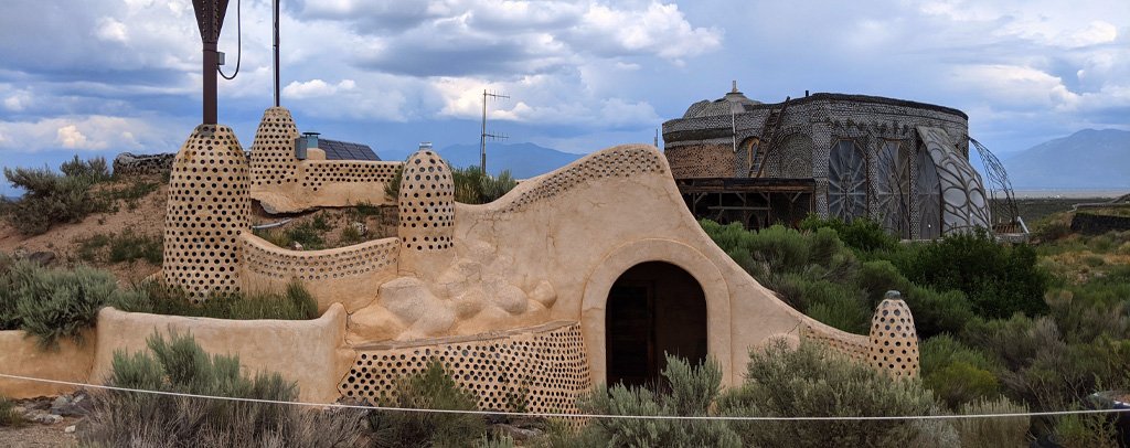An Earthship building at the Earthship Biotecture Visitor Center
