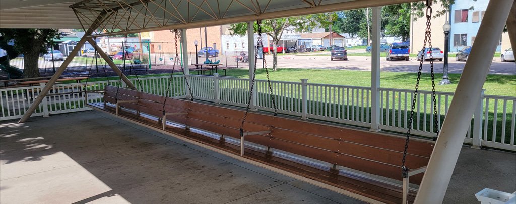 World’s Largest Covered Porch Swing in Hebron, Nebraska