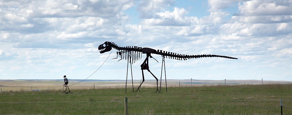 Skeleton Man Walking Skeleton Dinosaur in Midland, South Dakota