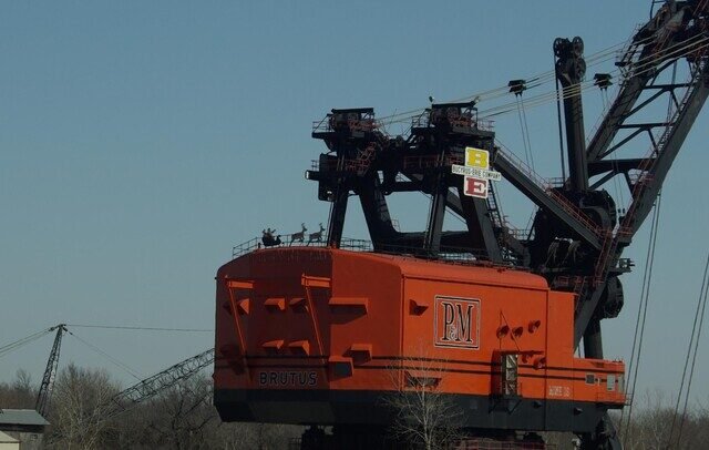 Massive orange Big Brutus electric mining shovel near West Mineral, Kansas